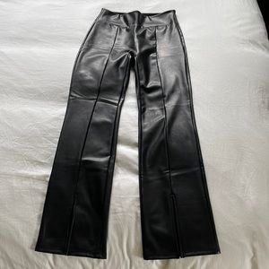 Abercrombie & Fitch vegan leather split hem pants - short length